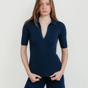 MAGLIA SCOLLO A V BLU