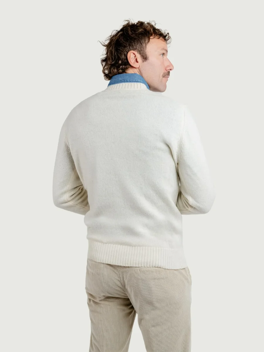 MAGLIONE GIROCOLLO IN LANA COLOR PANNA - immagine 4