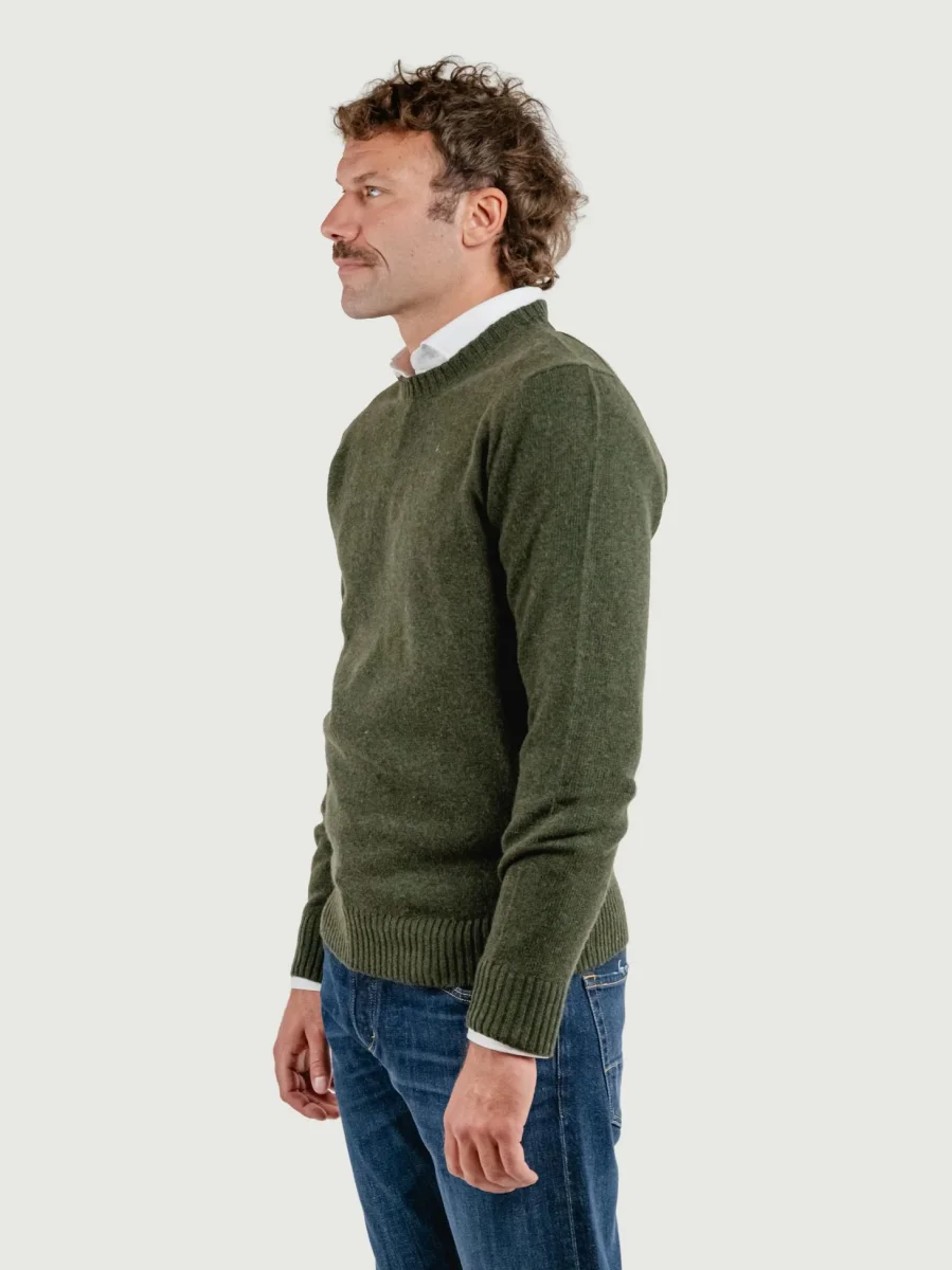 MAGLIONE GIROCOLLO IN LANA VERDE BOSCO - immagine 3