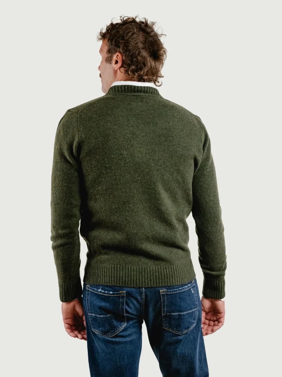 MAGLIONE GIROCOLLO IN LANA VERDE BOSCO - immagine 4