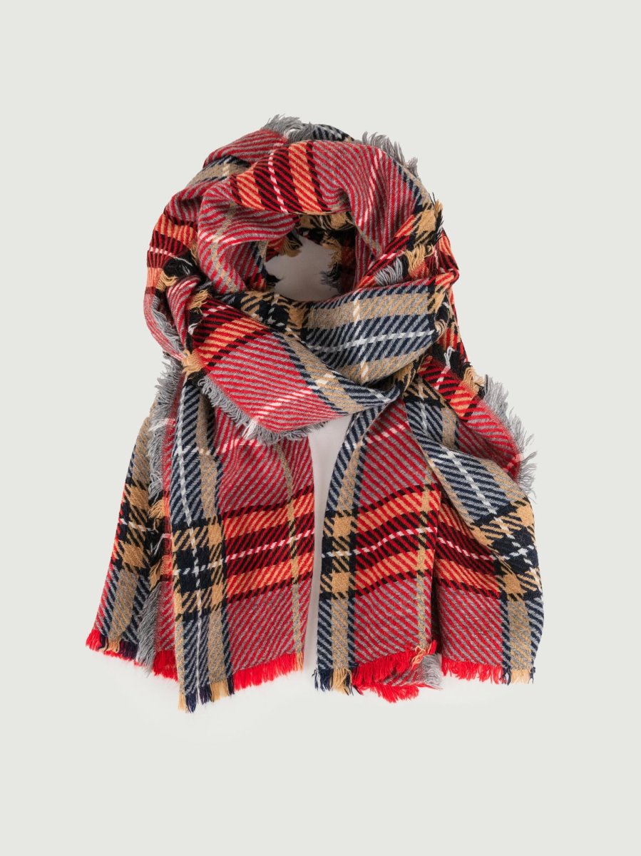 MAXI SCIARPA ROSSA CON FANTASIA SCOZZESE
