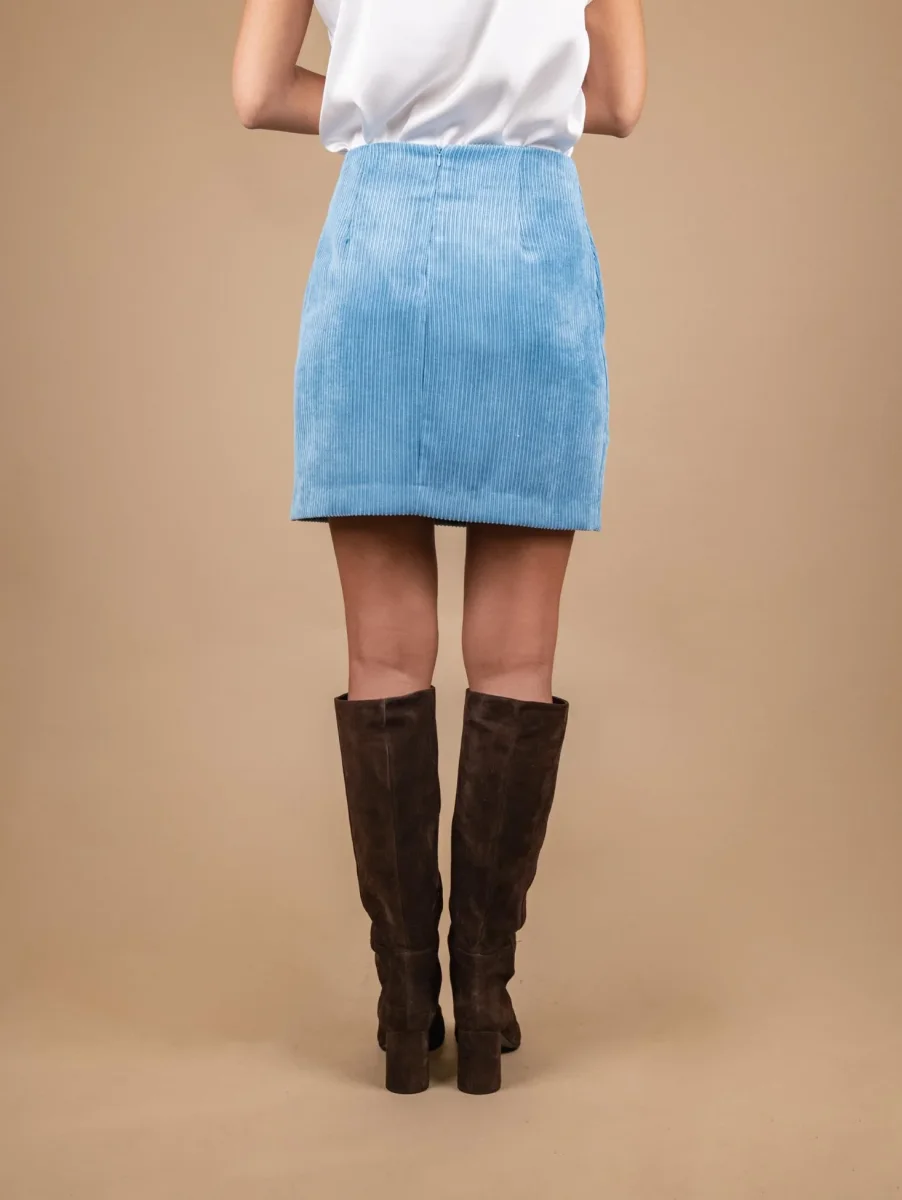 MINIGONNA IN VELLUTO A COSTE AZZURRO - immagine 4