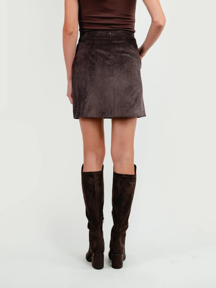 MINIGONNA IN VELLUTO A COSTE TESTA MORO - immagine 5