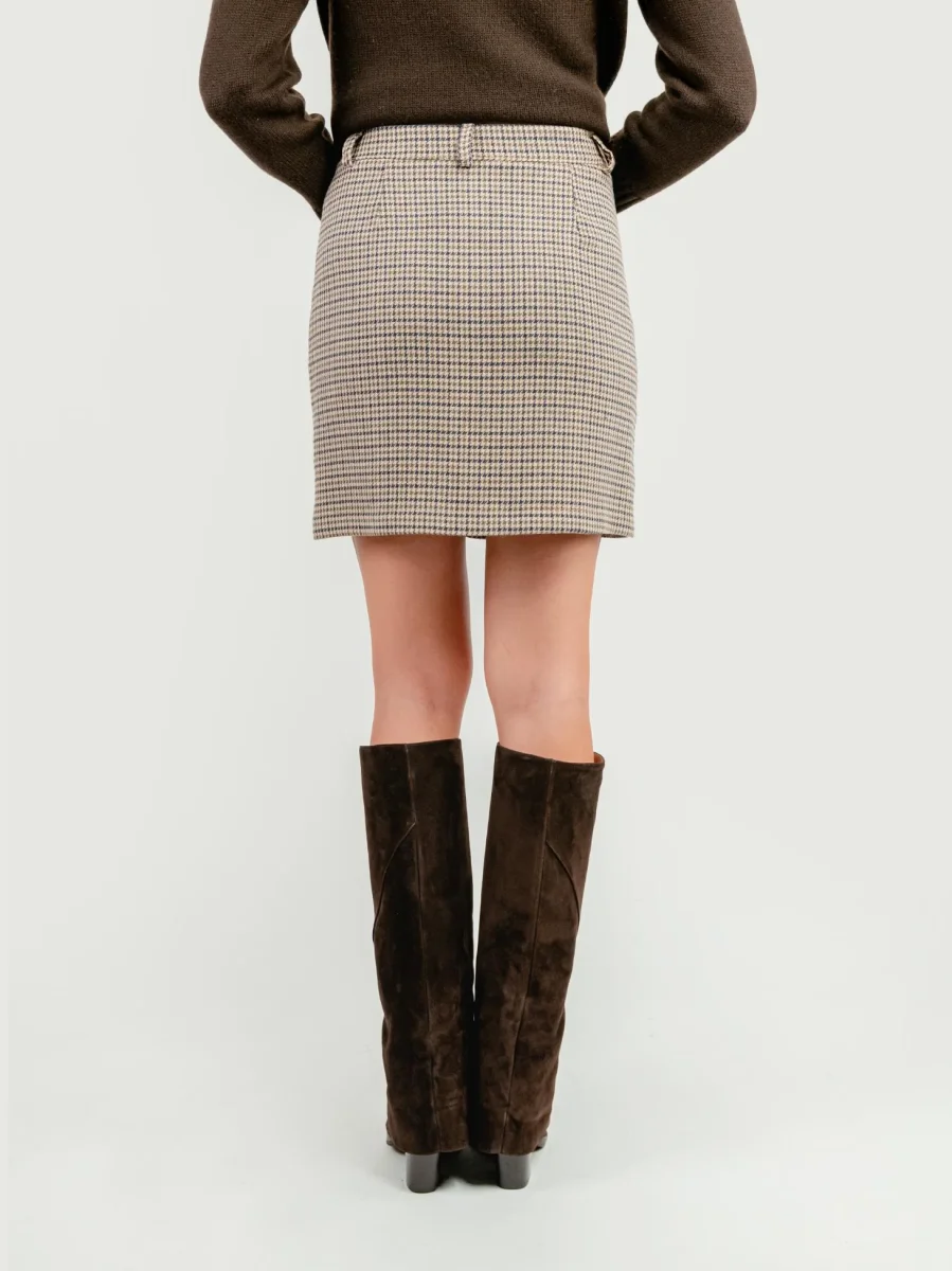 MINIGONNA PIED DE POULE BEIGE - immagine 6