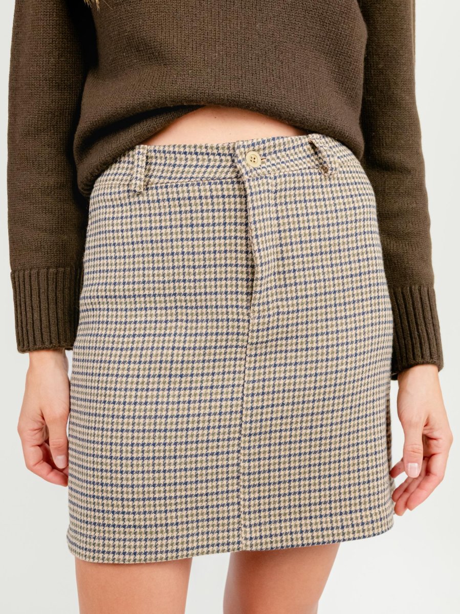 MINIGONNA PIED DE POULE BEIGE - immagine 7