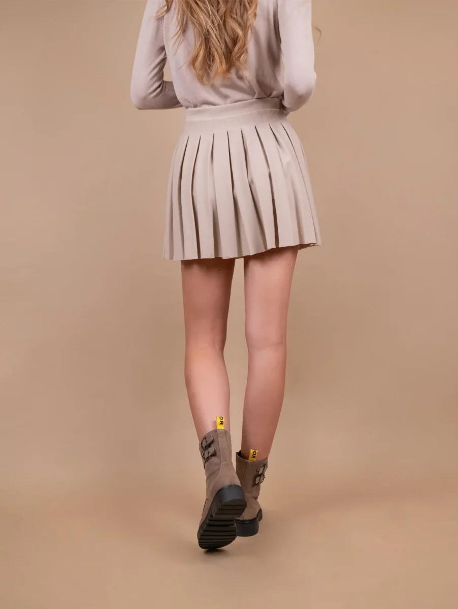 MINIGONNA PLISSETTATA BEIGE - immagine 4