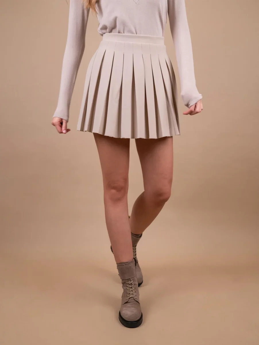 MINIGONNA PLISSETTATA BEIGE