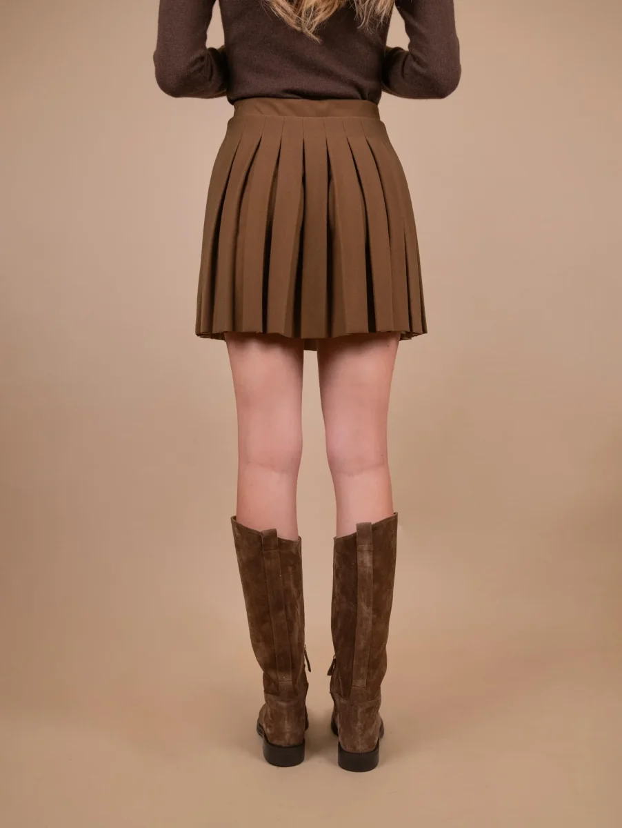 MINIGONNA PLISSETTATA MARRONE - immagine 4