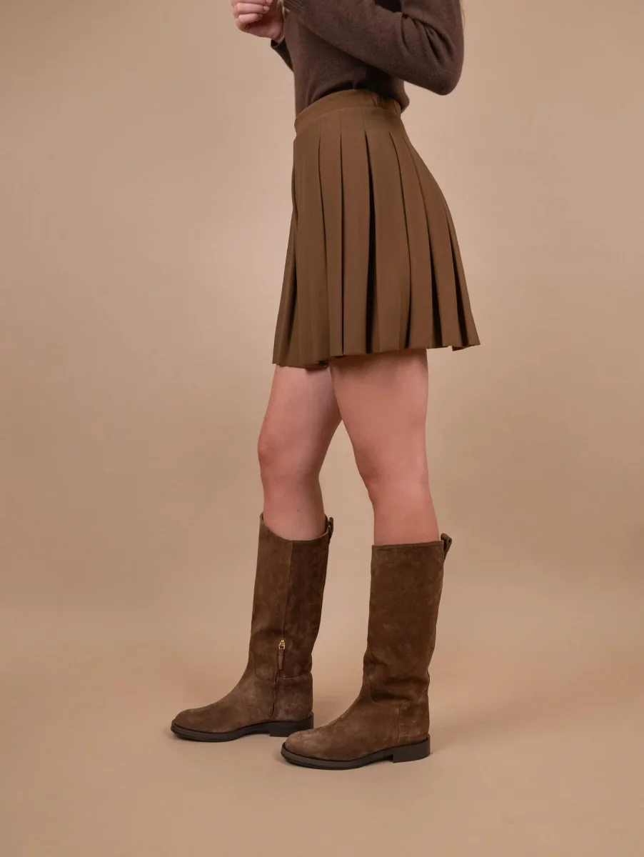 MINIGONNA PLISSETTATA MARRONE - immagine 3