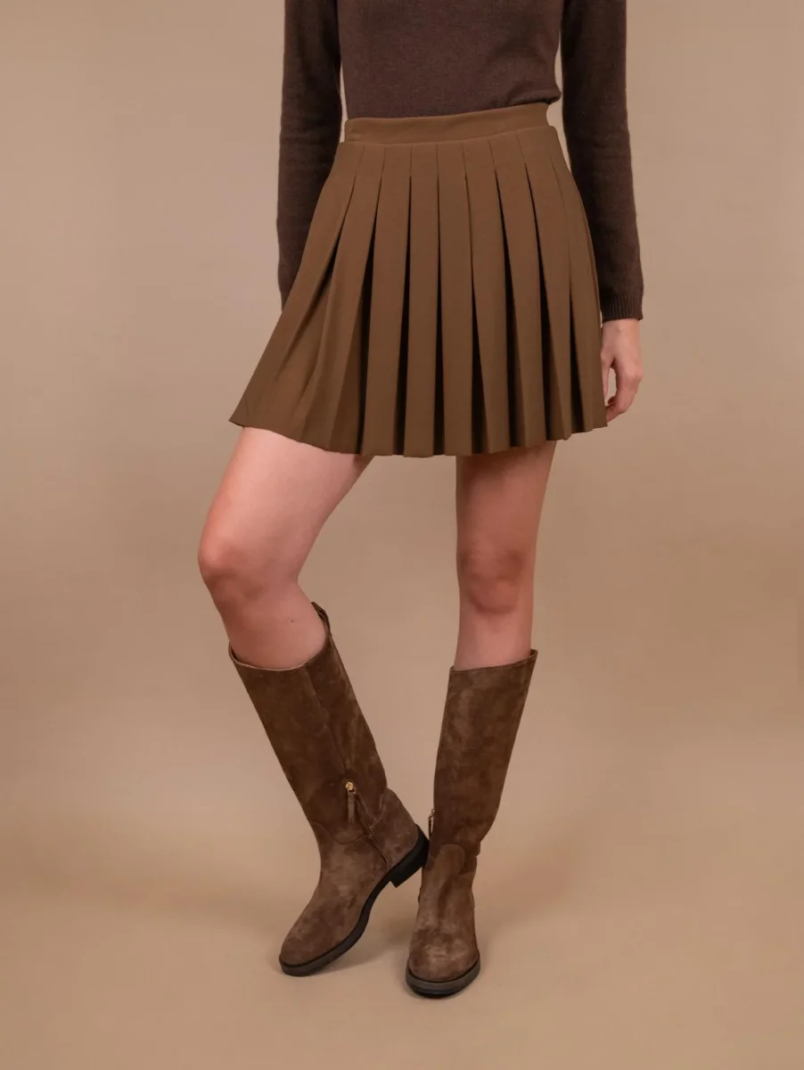 MINIGONNA PLISSETTATA MARRONE