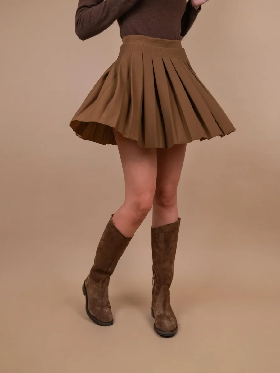 MINIGONNA PLISSETTATA MARRONE - immagine 5