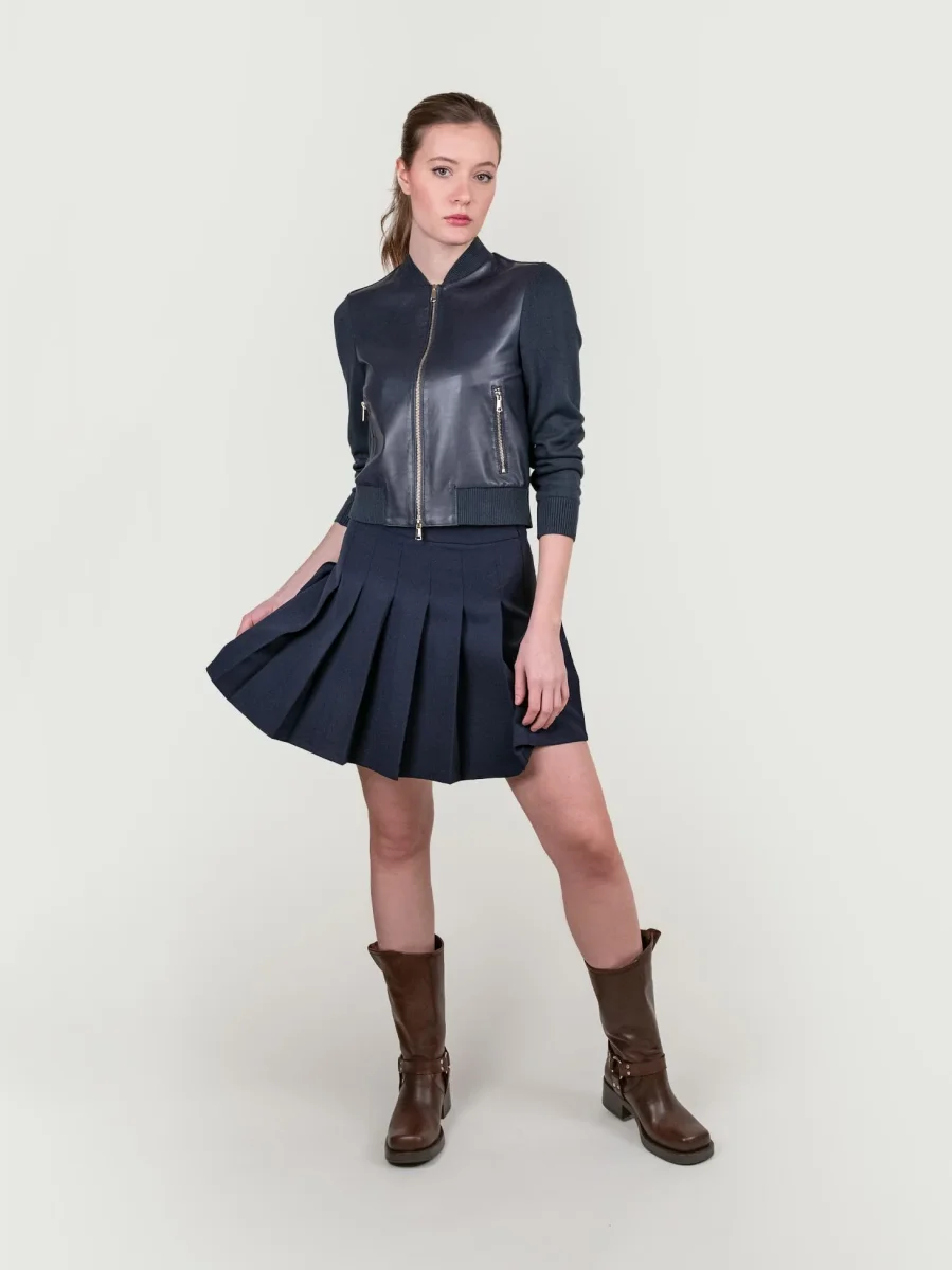 MINI GONNA A PIEGHE BLU - immagine 7