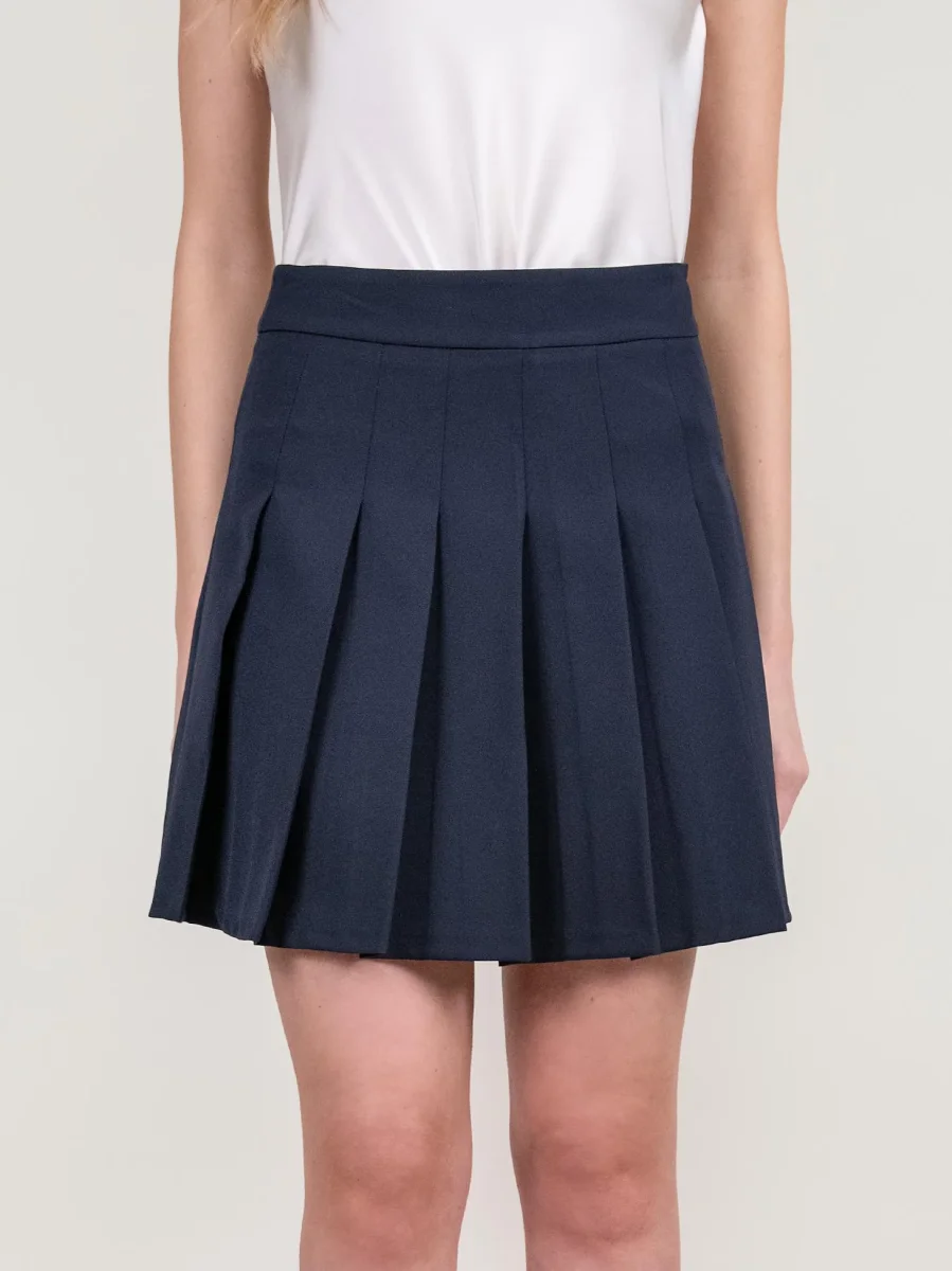 MINI GONNA A PIEGHE BLU