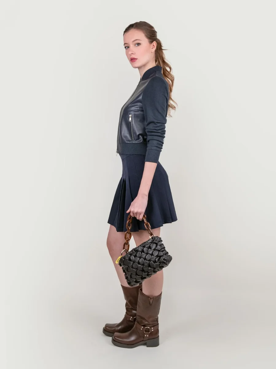 MINI GONNA A PIEGHE BLU - immagine 6