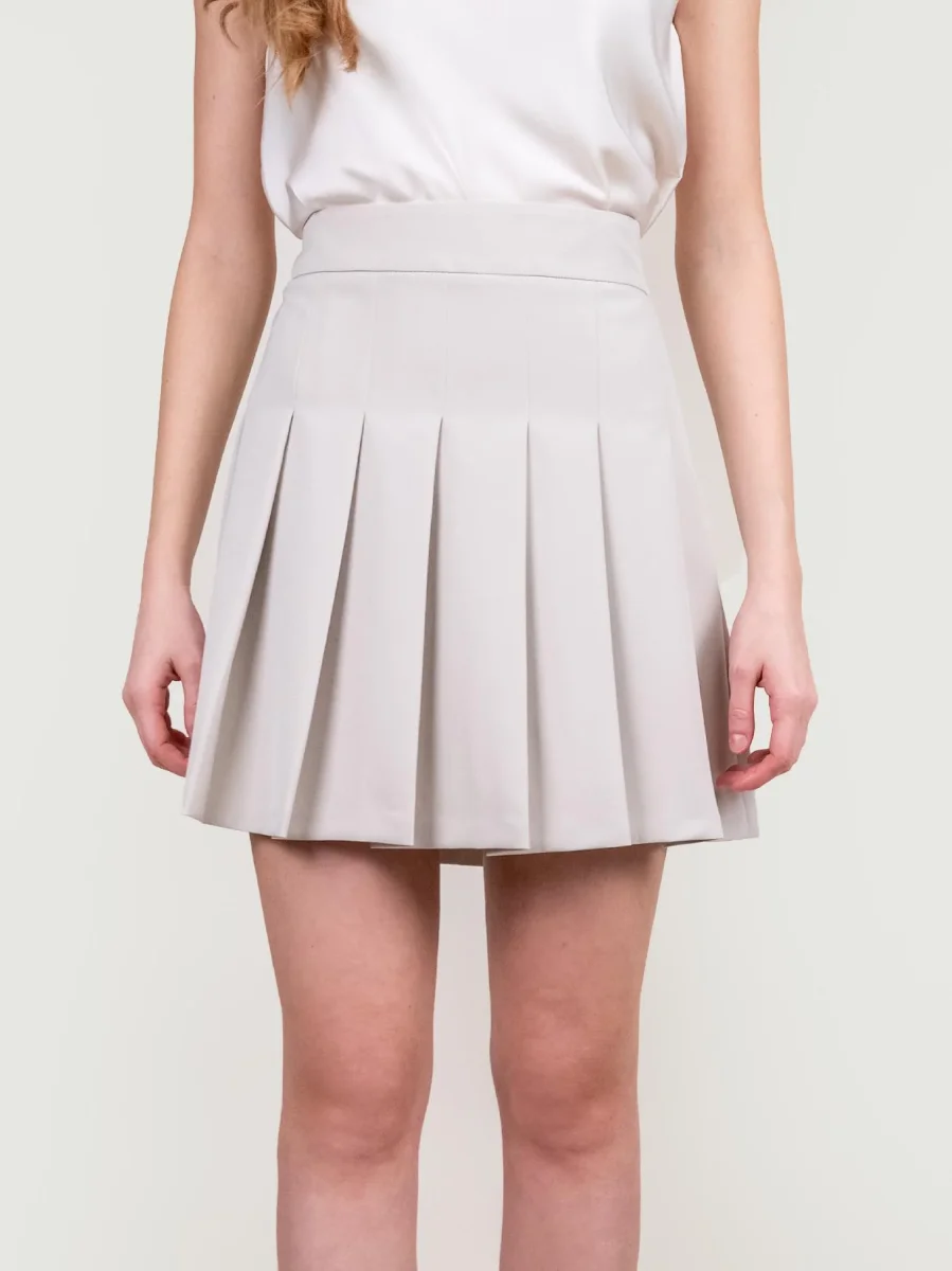 MINI GONNA A PIEGHE PANNA