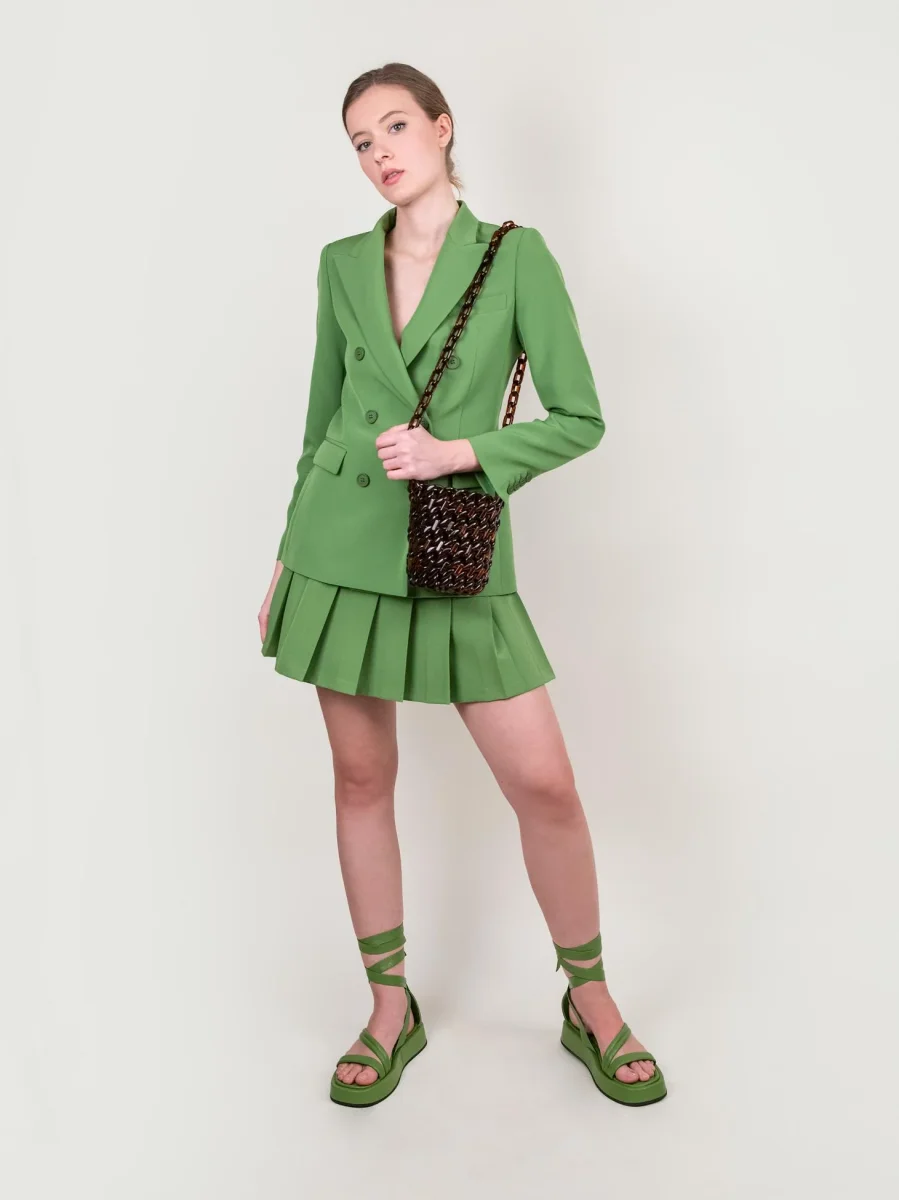 MINI GONNA A PIEGHE VERDE PRATO - immagine 5