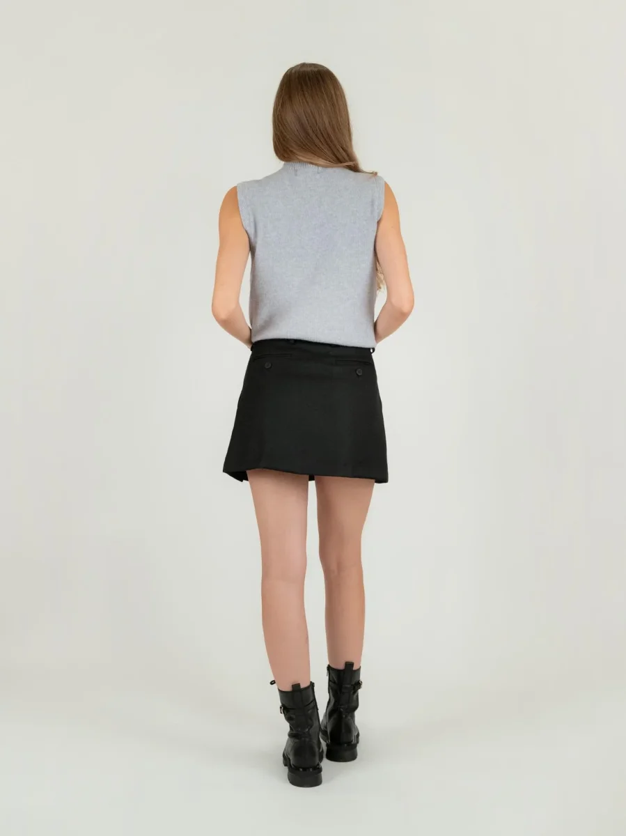 MINI GONNA NERA CON PIEGHE - immagine 4