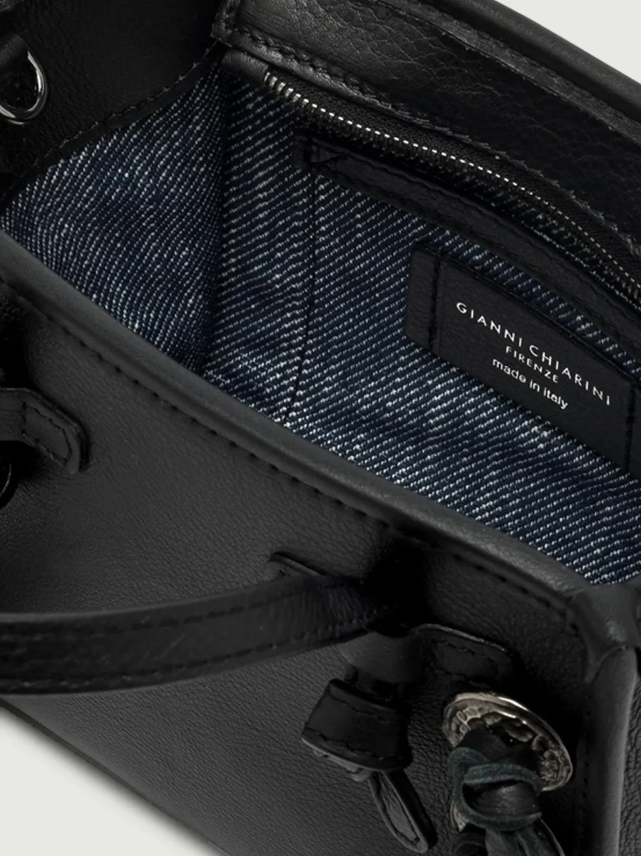 MISS MARCELLA CON FRANGE IN PELLE NERA - immagine 5