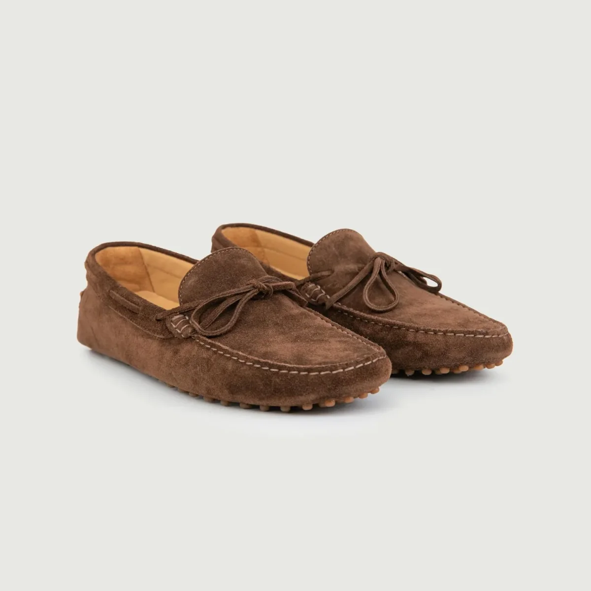 MOCASSINO CON GOMMINI IN CAMOSCIO MARRONE - immagine 3