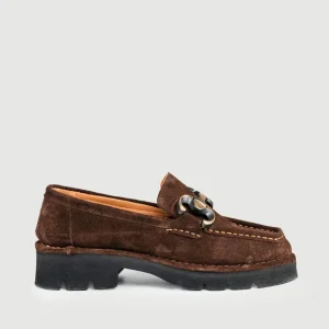 MOCASSINO CON MORSETTO IN CAMOSCIO TESTA MORO