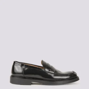 MOCASSINO CON PENNY FRONTALE IN PELLE SPAZZOLATA NERA