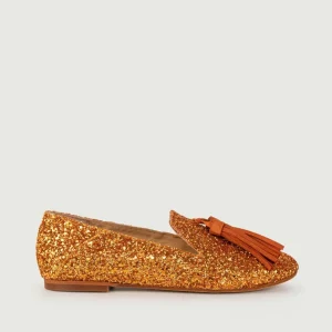 MOCASSINO GLITTER ARANCIO CON MAXI NAPPINA