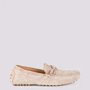 MOCASSINO IN CAMOSCIO BEIGE CON GOMMINI