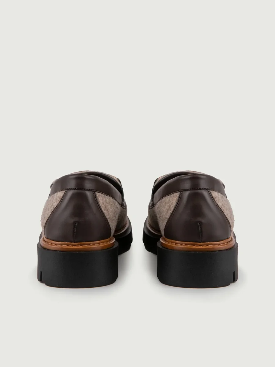 MOCASSINO IN  LANA COTTA BEIGE CON APPLICAZIONE ORO - immagine 4