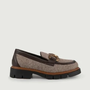 MOCASSINO IN  LANA COTTA BEIGE CON APPLICAZIONE ORO