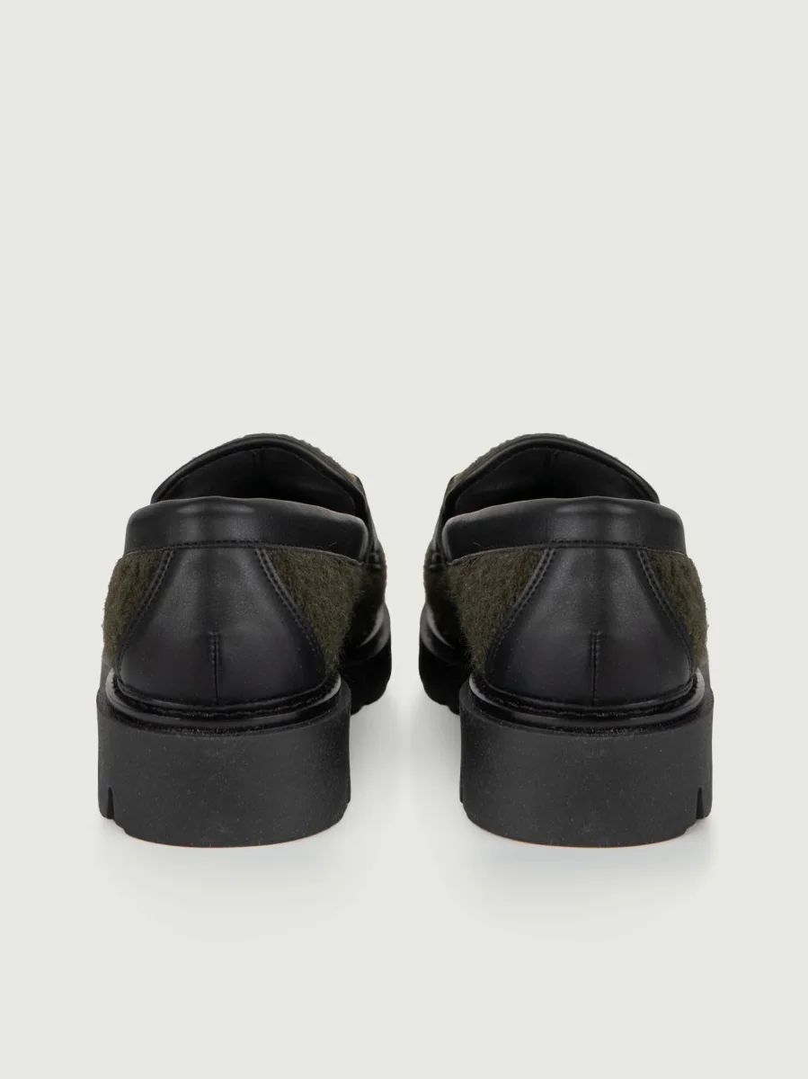 MOCASSINO IN LANA COTTA VERDE CON APPLICAZIONE ORO - immagine 4