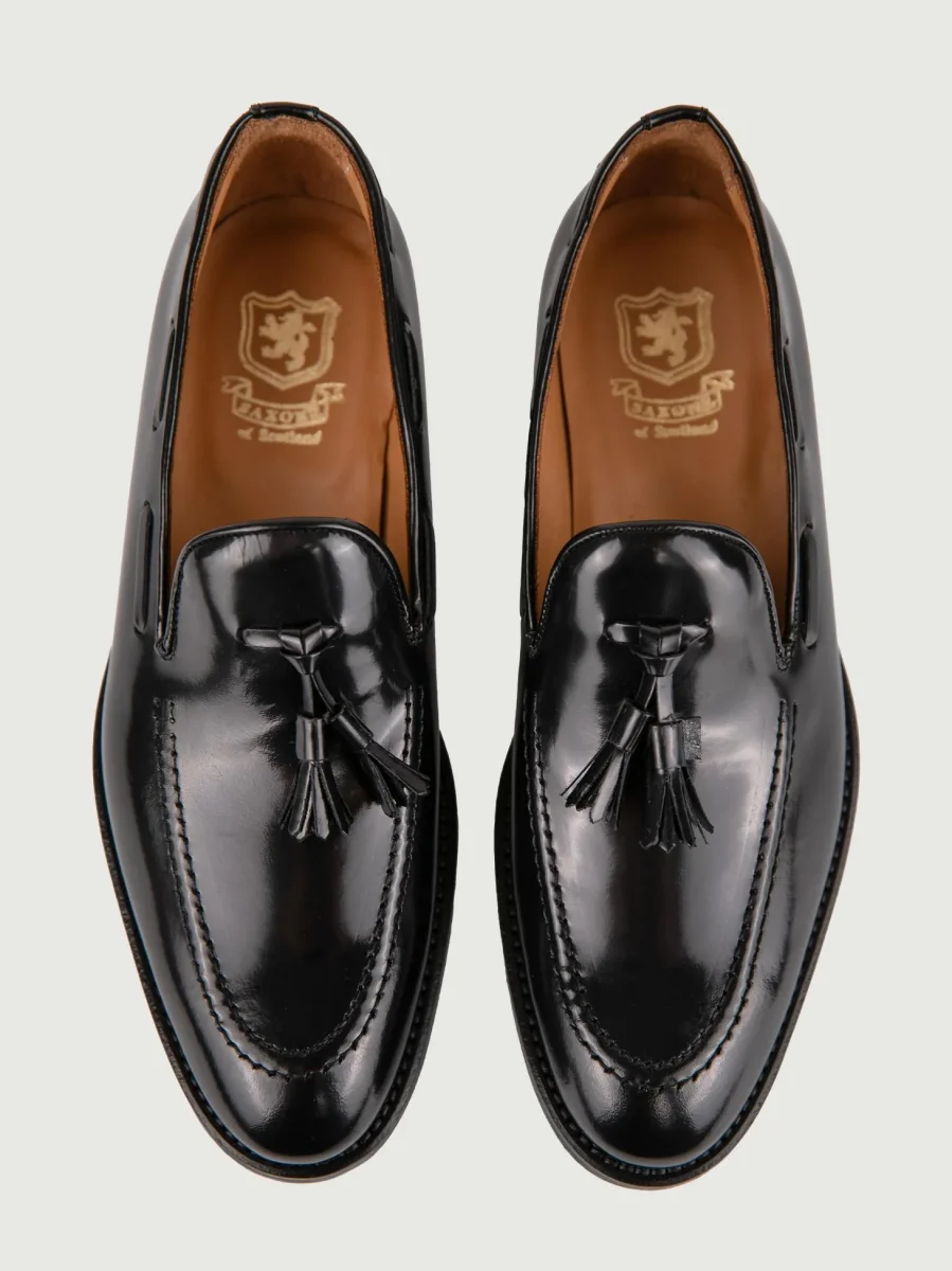 MOCASSINO IN PELLE SPAZZOLATA NERA CON NAPPINE - immagine 5