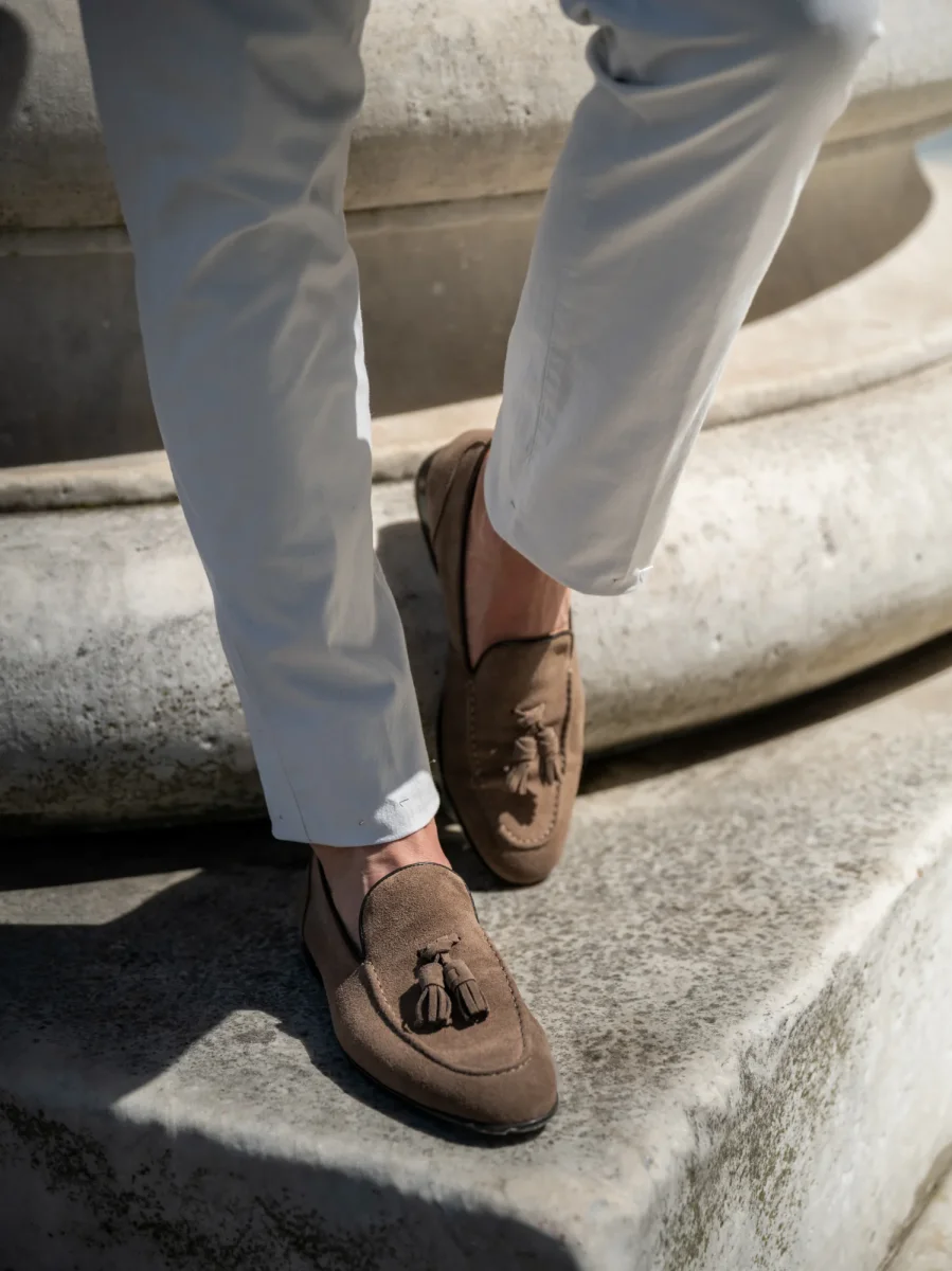 MOCASSINO SCAMOSCIATo CON NAPPINA BEIGE - immagine 7