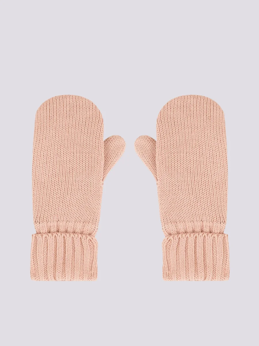 MUFFOLE IN MAGLIA CON FODERA IN PILE ROSA