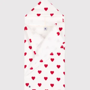 Mantellina da bagno bebè in spugna a cuori