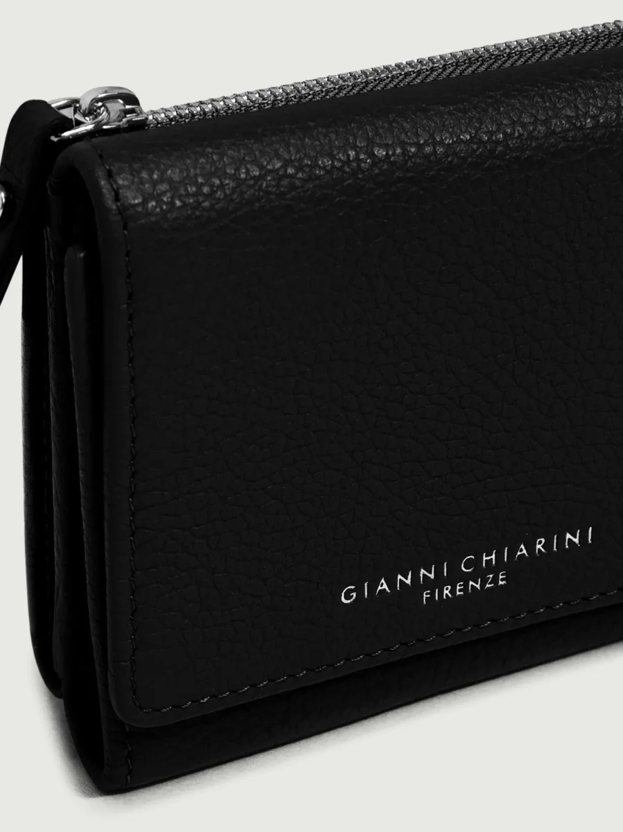 Mini portafoglio in pelle martellata nera - immagine 6