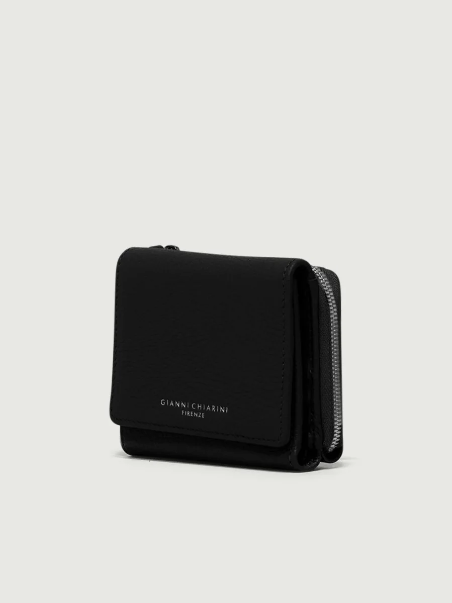 Mini portafoglio in pelle martellata nera - immagine 4