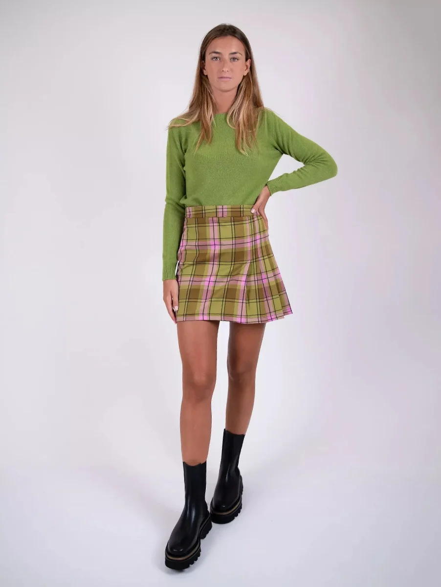 Minigonna mutlicolor in fantasia check - immagine 3