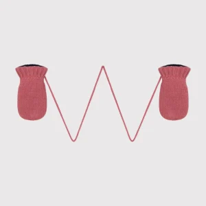 Moufles in maglia rosa foderata in pile neonato