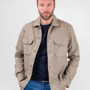 Over Shirt in cotone tortora