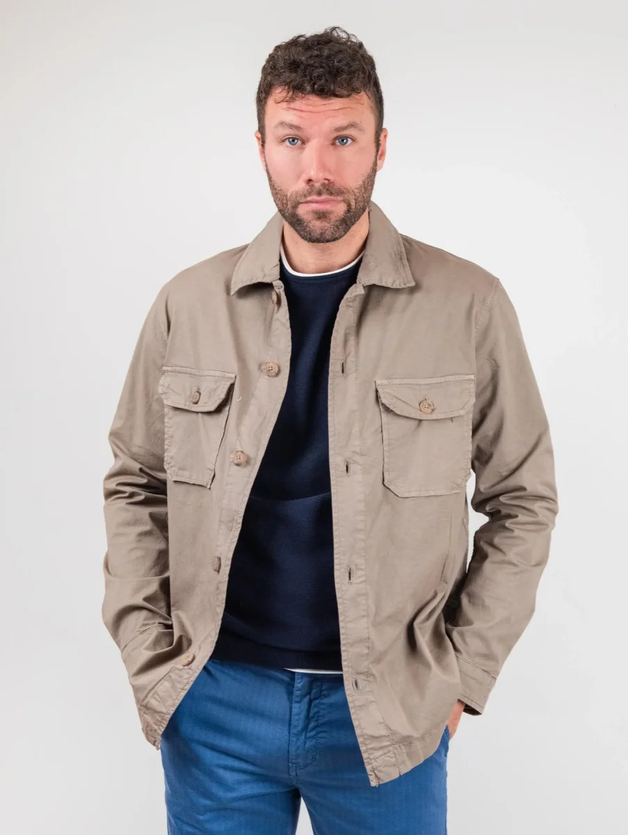 Over Shirt in cotone tortora