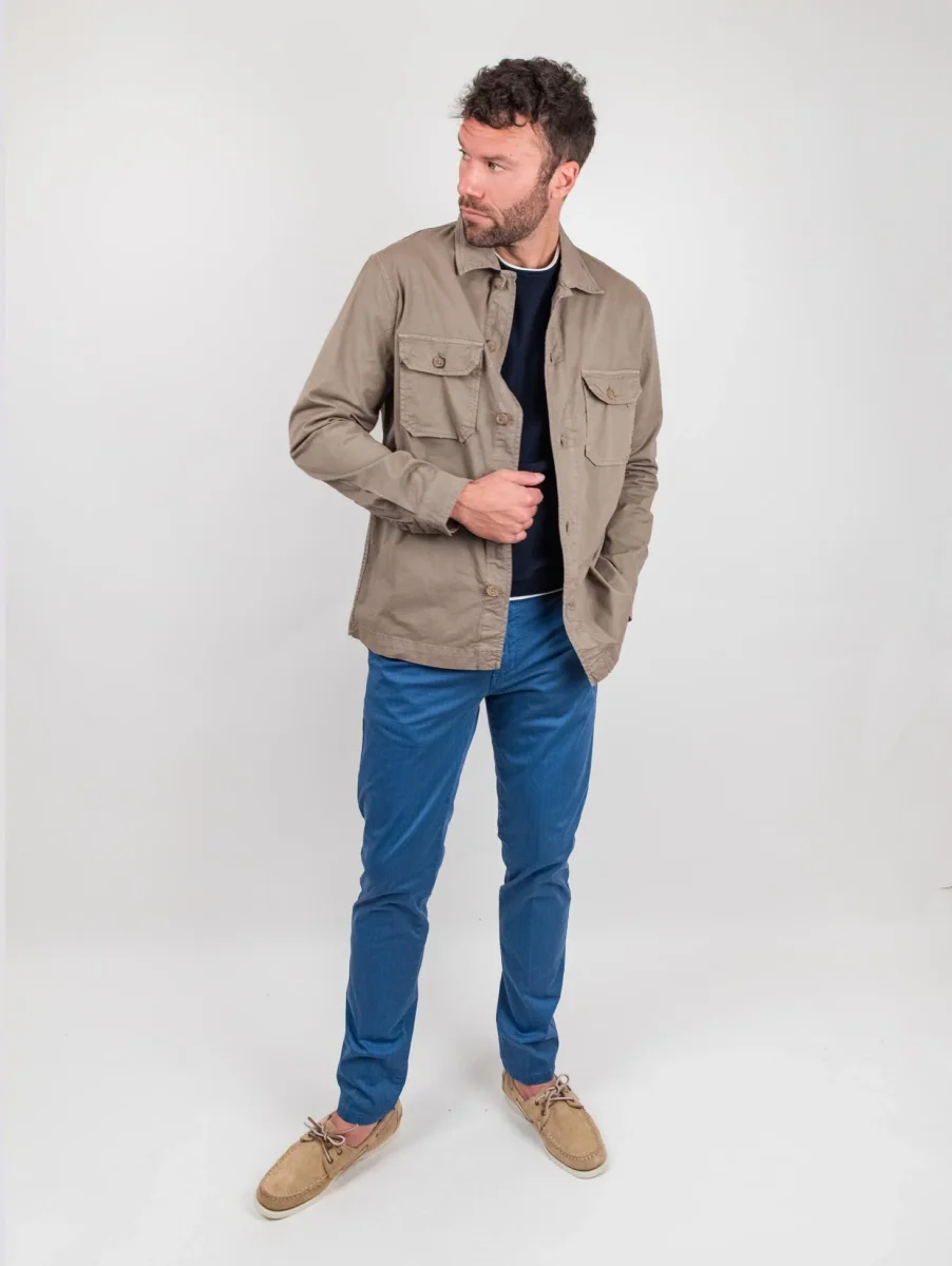 Over Shirt in cotone tortora - immagine 5