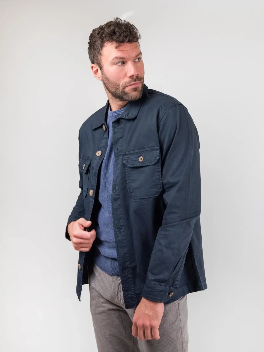 Over shirt  in cotone blu navy - immagine 3