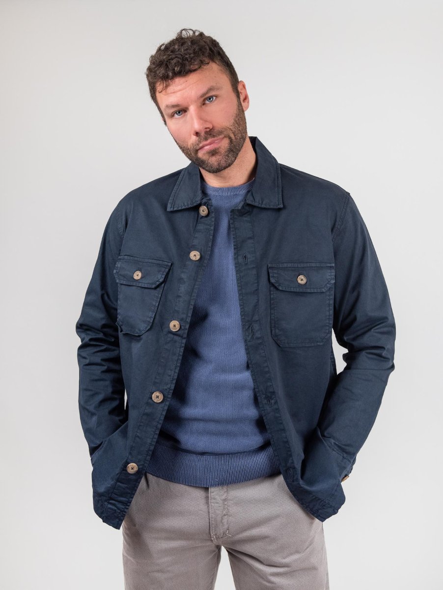 Over shirt  in cotone blu navy