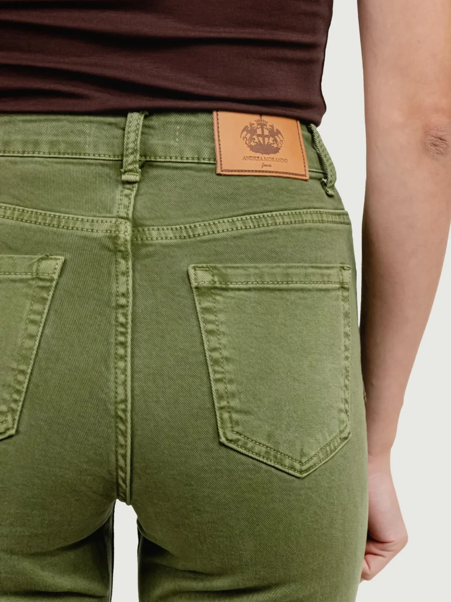 PANTALONE 5 TASCHE A PALAZZO VERDE SALVIA - immagine 7