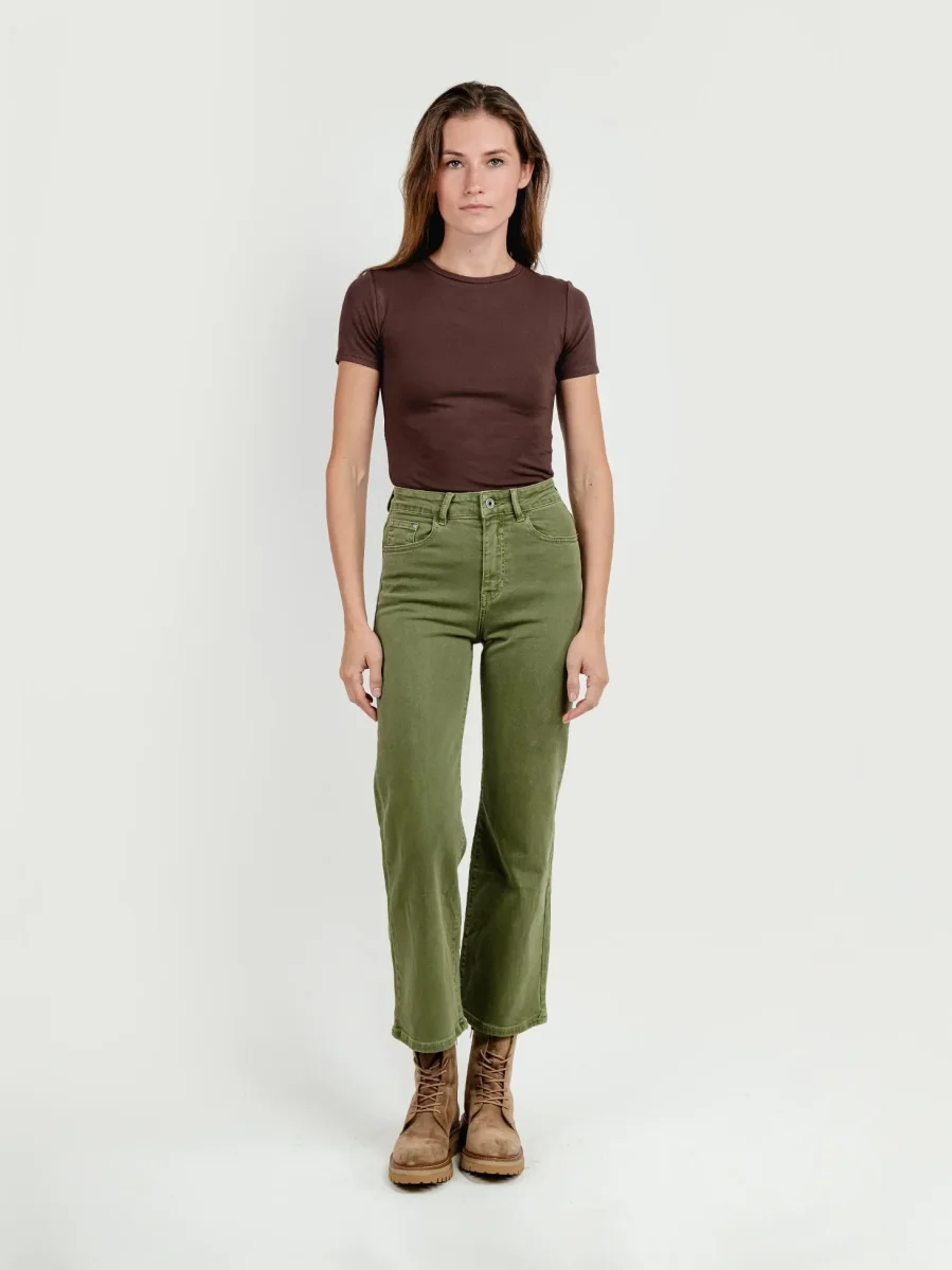 PANTALONE 5 TASCHE A PALAZZO VERDE SALVIA