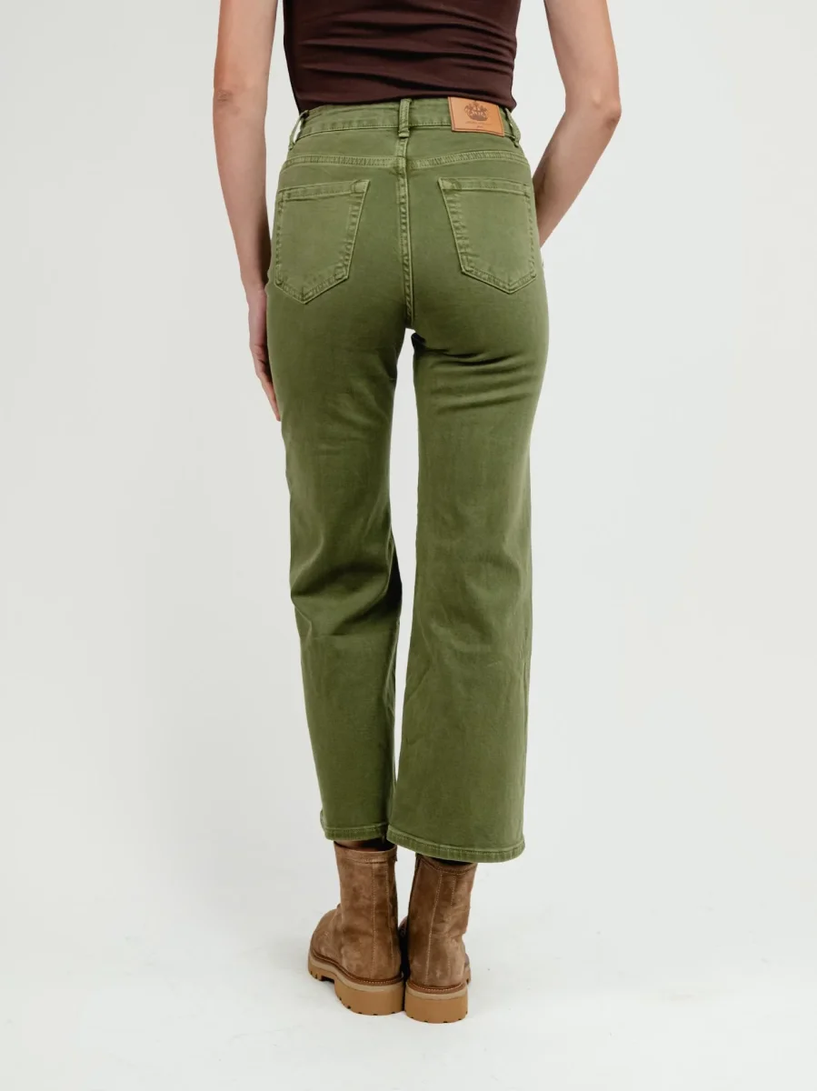 PANTALONE 5 TASCHE A PALAZZO VERDE SALVIA - immagine 5