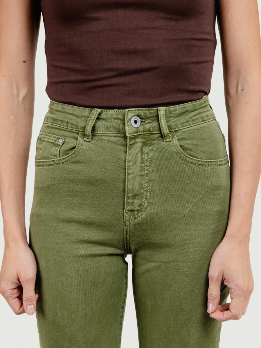 PANTALONE 5 TASCHE A PALAZZO VERDE SALVIA - immagine 6