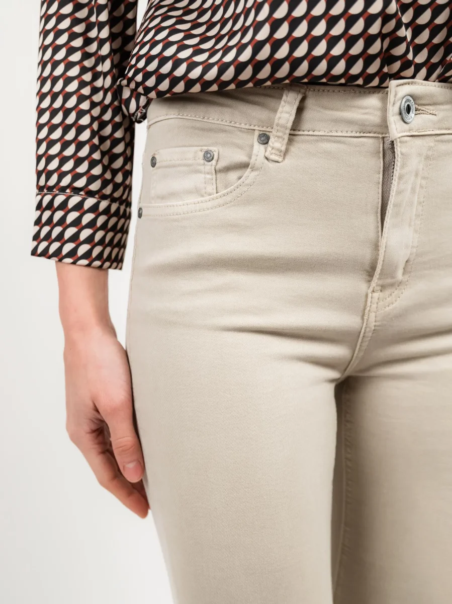 PANTALONE 5 TASCHE SFRANGIATO BEIGE - immagine 5