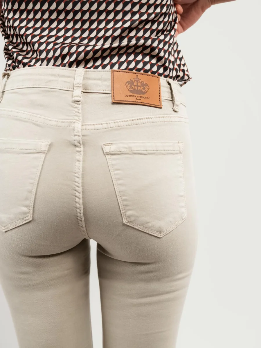 PANTALONE 5 TASCHE SFRANGIATO BEIGE - immagine 6