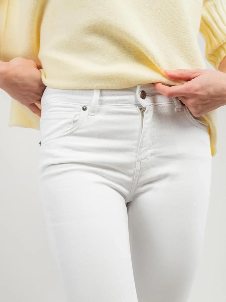 PANTALONE 5 TASCHE SFRANGIATO BIANCO - immagine 6